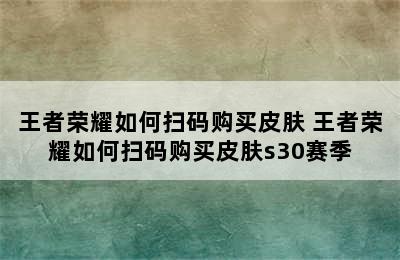 王者荣耀如何扫码购买皮肤 王者荣耀如何扫码购买皮肤s30赛季